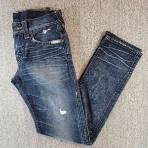 True Religion Geno Relaxed Slim Men's Jeans Size 30 Dark Wash Distressed USA